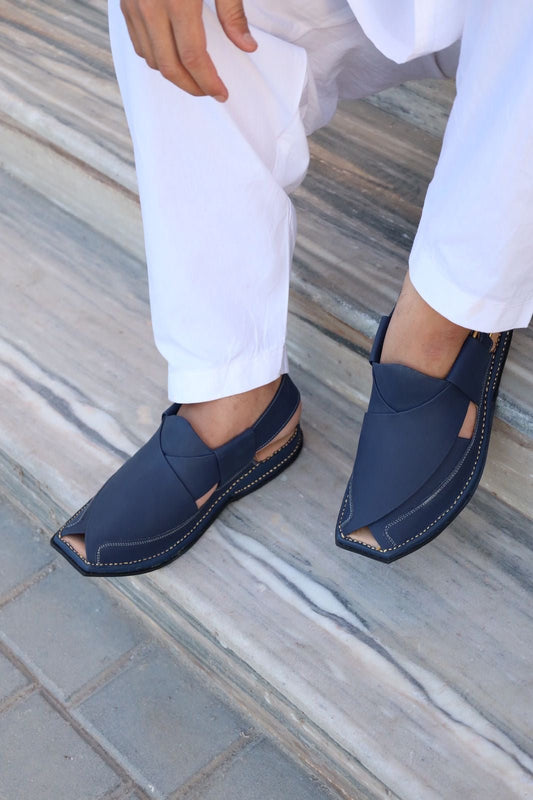 PESHAWARI ZALMI Handmade Chapal NAVY BLUE
